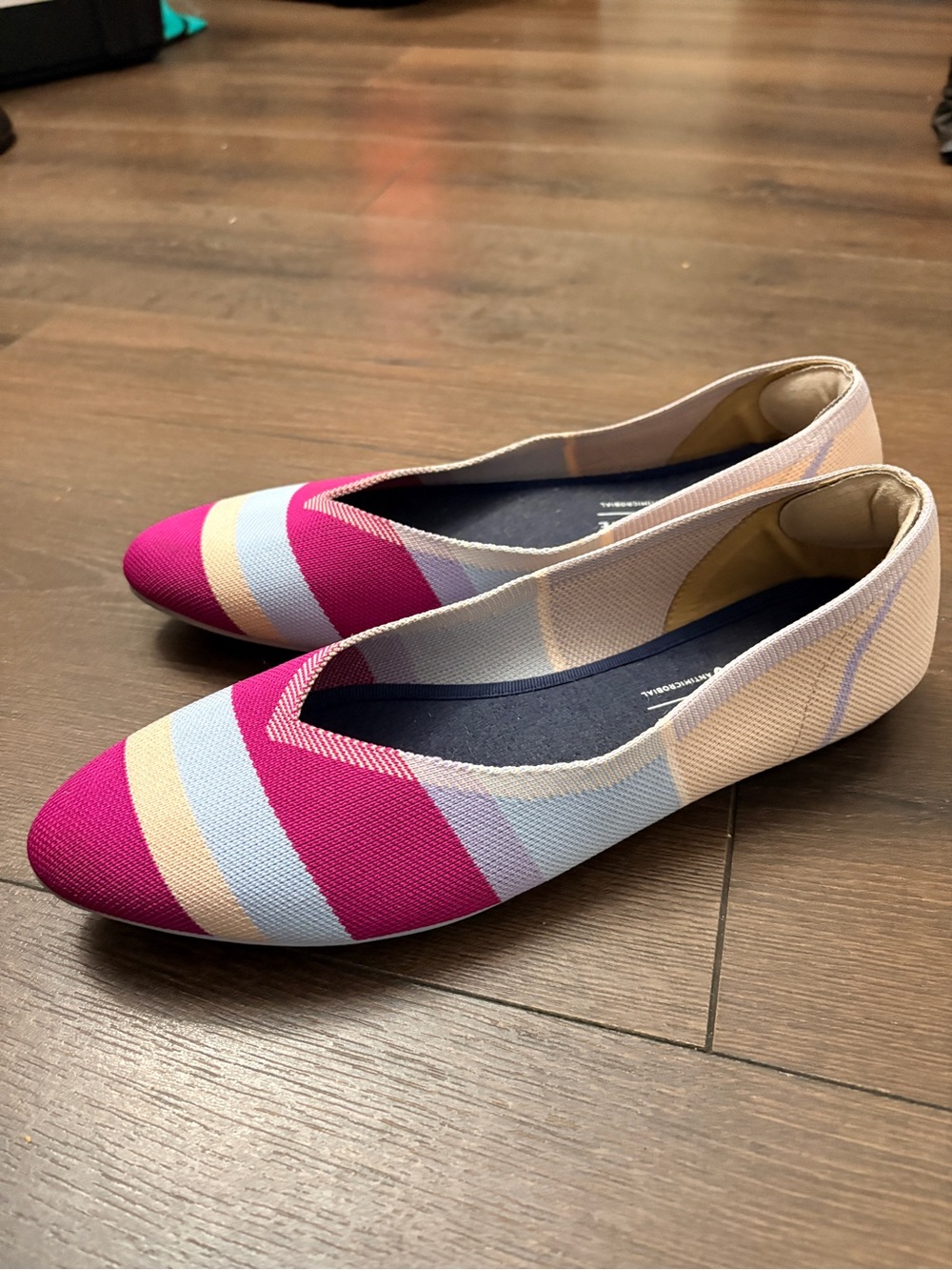 Kelly & Katie Multicolor Striped Knit Ballet Flats Pink Blue Beige size 11
